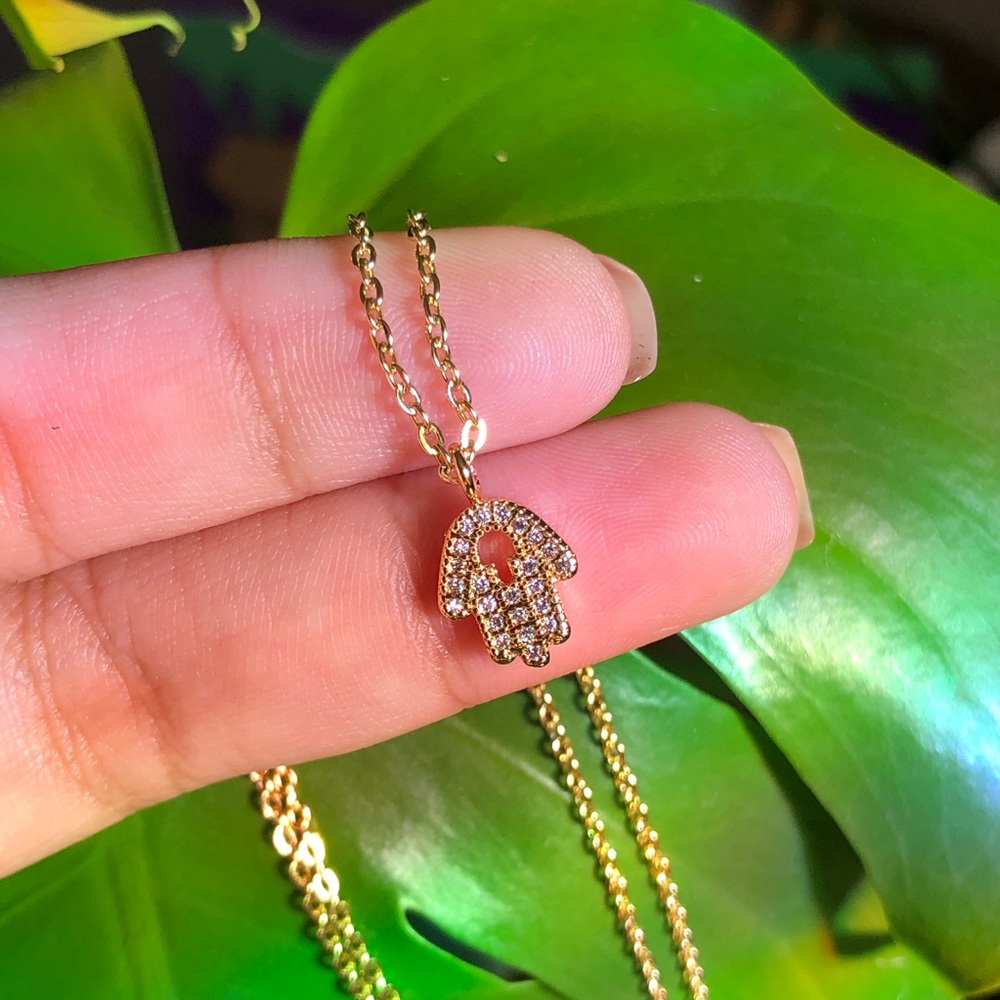 Hamsa gold filled hand necklace